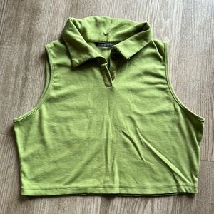 Lime Green Collared Tank Crop Top